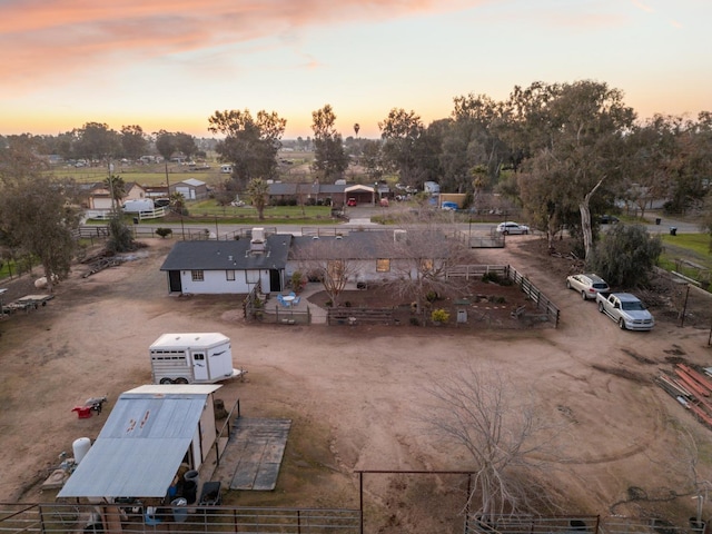 view of aerial view at dusk