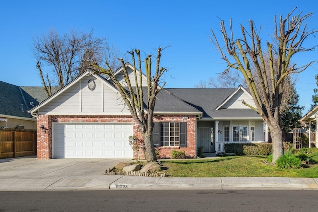 ranch-style house with a front lawn and a garage