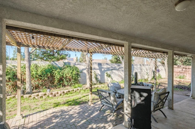 view of patio with a pergola