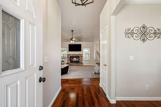 hall featuring dark hardwood / wood-style flooring