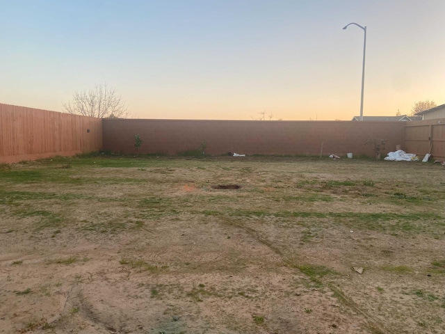 view of yard at dusk