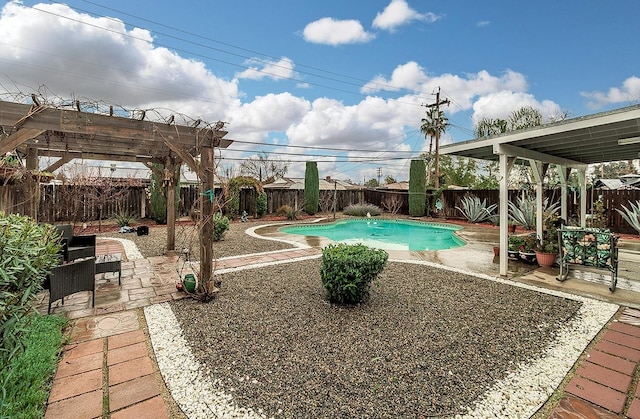 view of pool with a patio, a fenced backyard, and a fenced in pool