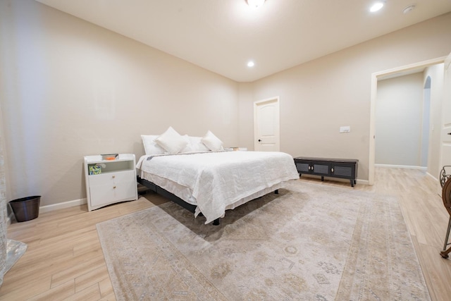 bedroom featuring light wood-type flooring