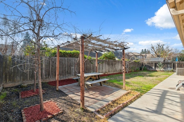 view of patio / terrace featuring a pergola