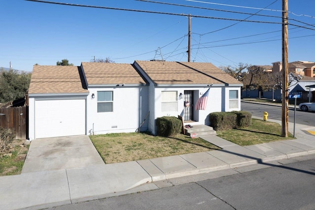 single story home with a garage