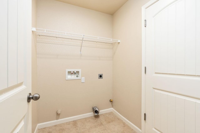 laundry room with hookup for a gas dryer, light tile patterned floors, hookup for a washing machine, and hookup for an electric dryer