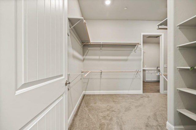 spacious closet with carpet