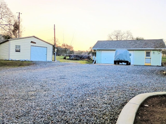 detached garage with driveway