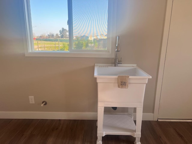 bathroom with wood-type flooring