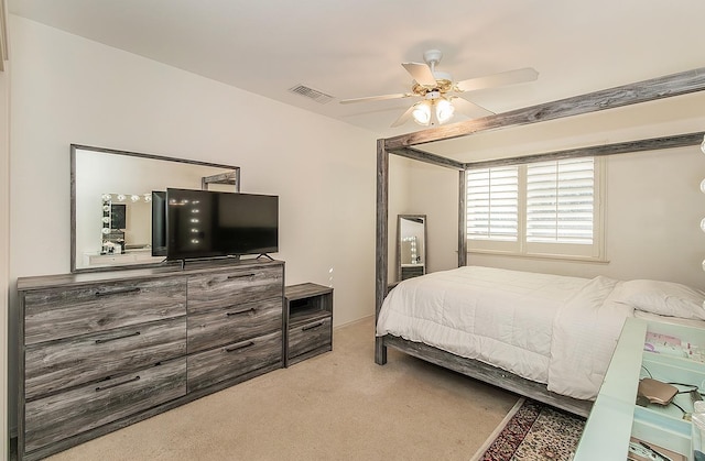 bedroom with carpet floors and ceiling fan