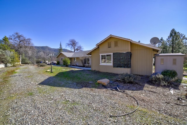 exterior space with a mountain view