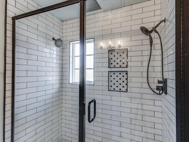 bathroom with a stall shower