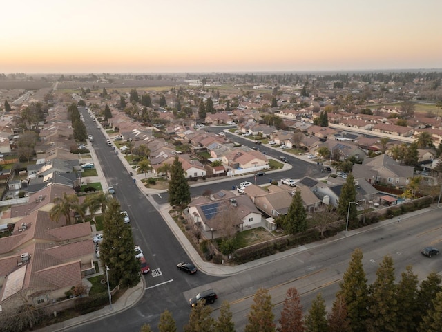 view of aerial view at dusk