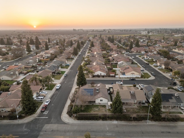 view of aerial view at dusk