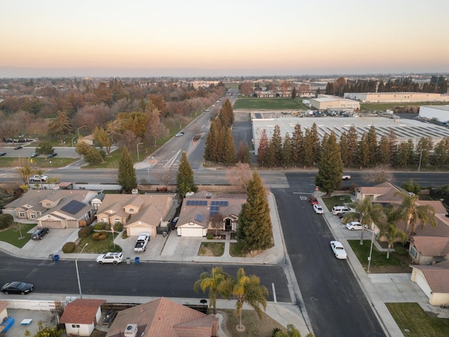 view of aerial view at dusk