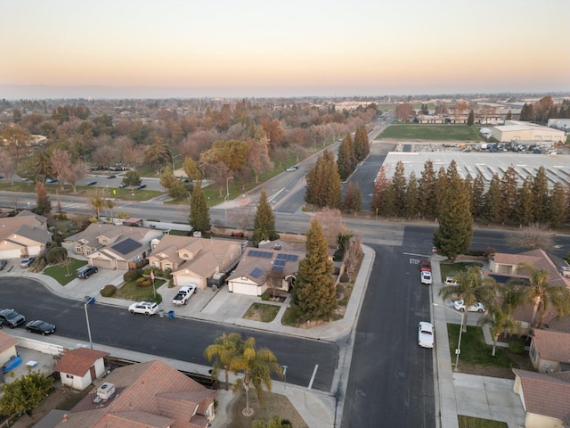 view of aerial view at dusk