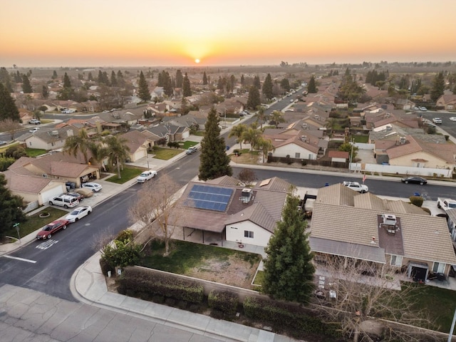 view of aerial view at dusk