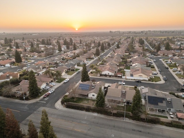 view of aerial view at dusk