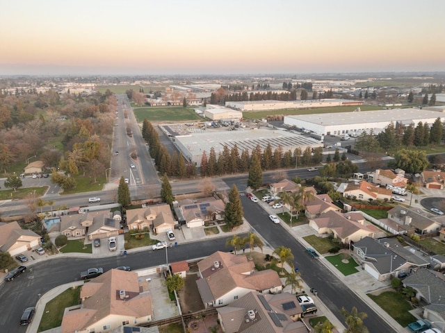 view of aerial view at dusk