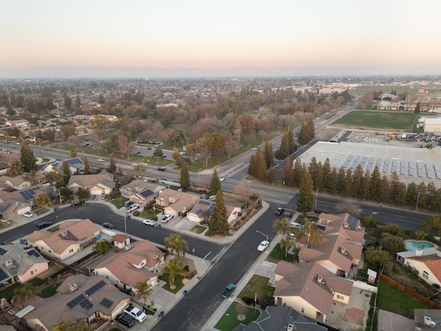 view of aerial view at dusk