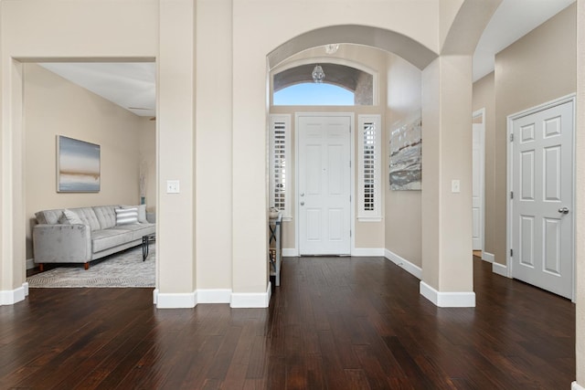 entrance foyer with dark hardwood / wood-style flooring