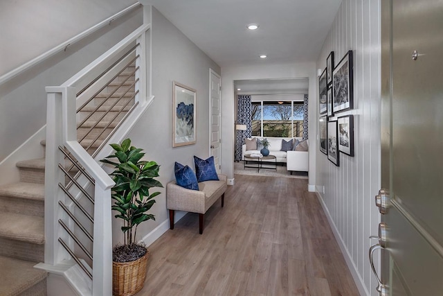 hallway with light wood-type flooring