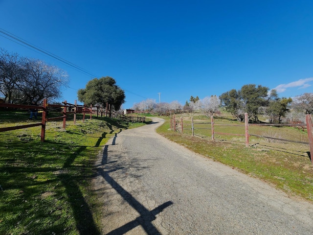 view of street with a rural view