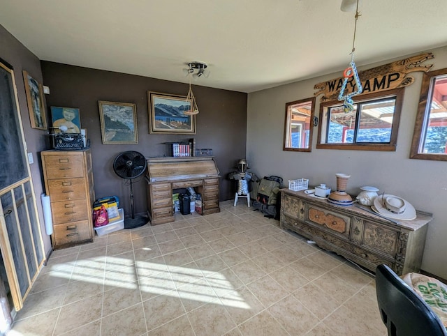 dining area with light tile patterned floors