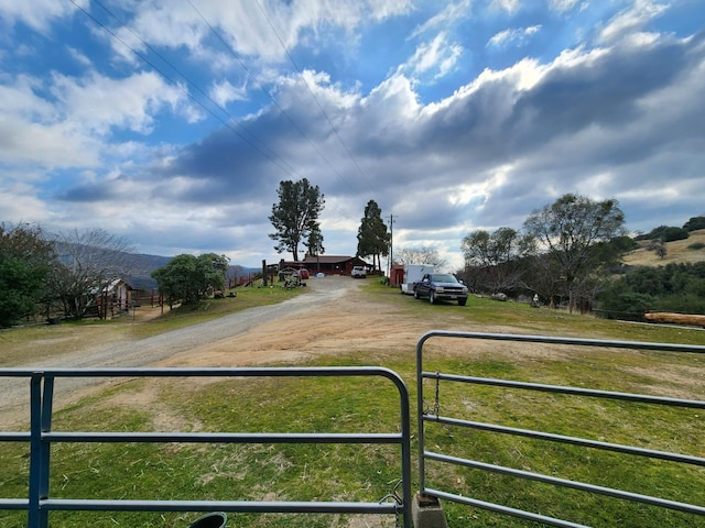 view of road with a rural view