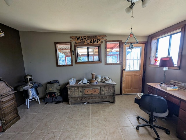 view of tiled home office