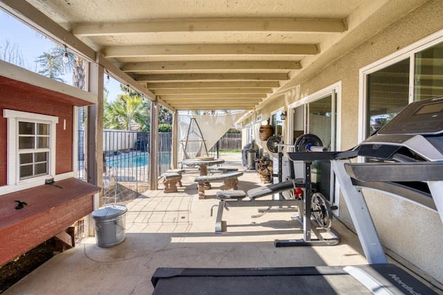 view of patio / terrace featuring a fenced in pool