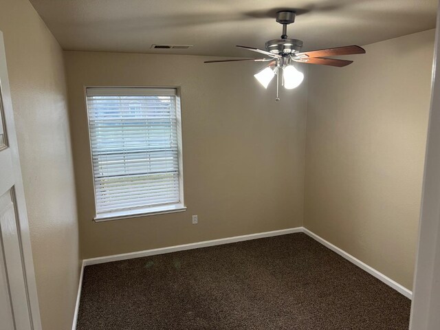2882 Plumas St, Madera, CA 93637 - empty room featuring visible vents, a ceiling fan, baseboards, and carpet floors