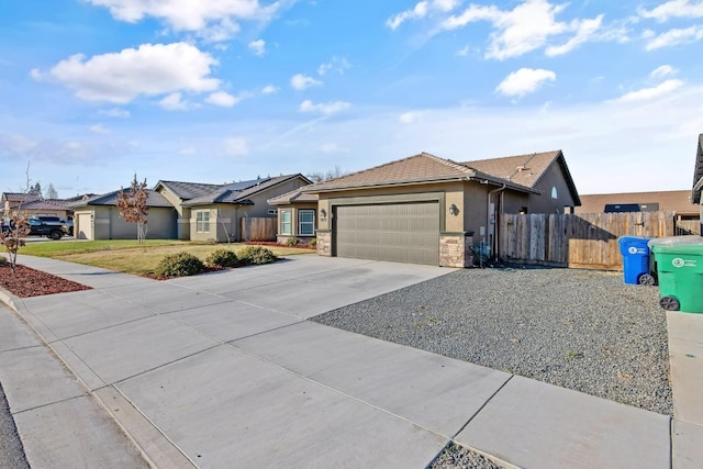 single story home with a garage