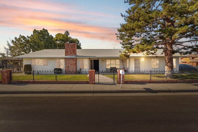 view of single story home