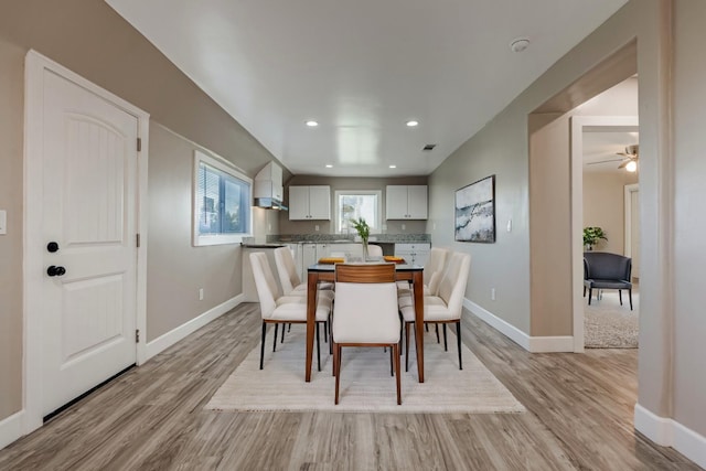 dining area featuring light hardwood / wood-style floors