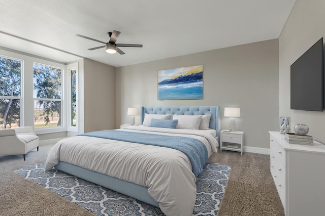 bedroom with carpet flooring and ceiling fan