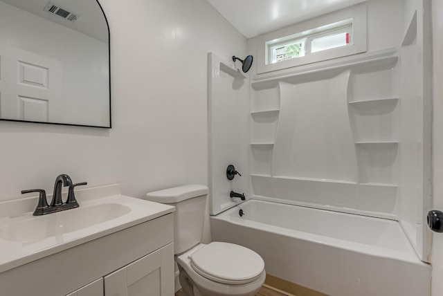 full bathroom with vanity, toilet, and tub / shower combination