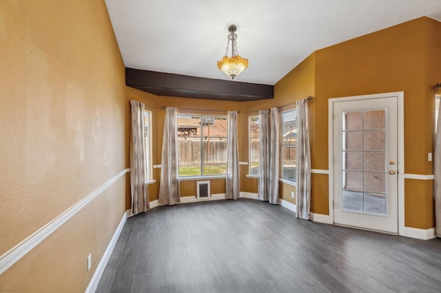 interior space with dark hardwood / wood-style floors