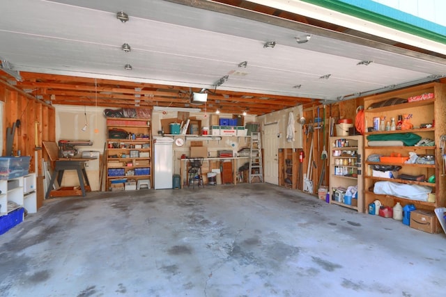 garage with a garage door opener