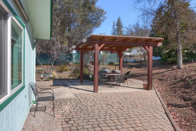 view of patio / terrace featuring a pergola