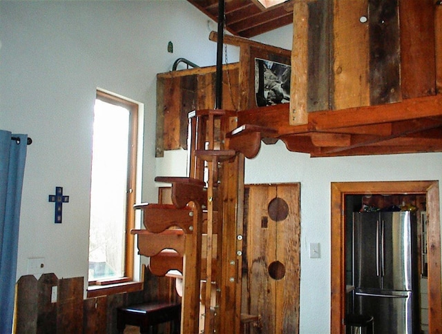 interior details featuring stainless steel refrigerator