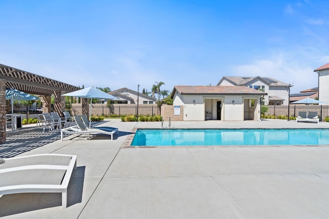 view of pool featuring a patio area