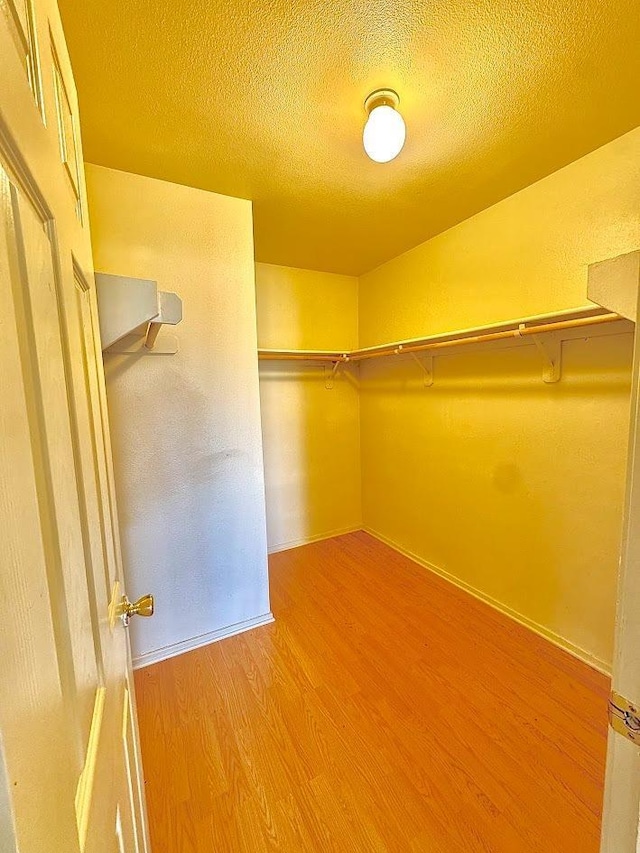 walk in closet with wood finished floors