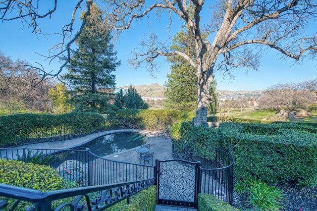 view of yard with a mountain view