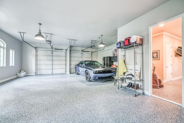 garage with a garage door opener