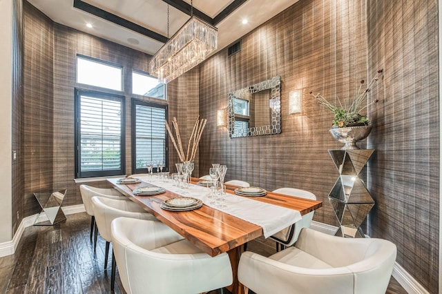 dining area with dark wood-type flooring