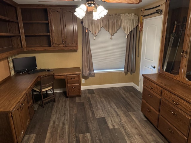 1590 W Escalon, Fresno, CA 93711 - unfurnished office featuring ceiling fan and dark wood-style floors