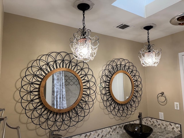 1590 W Escalon, Fresno, CA 93711 - bathroom view of a chandelier and a skylight