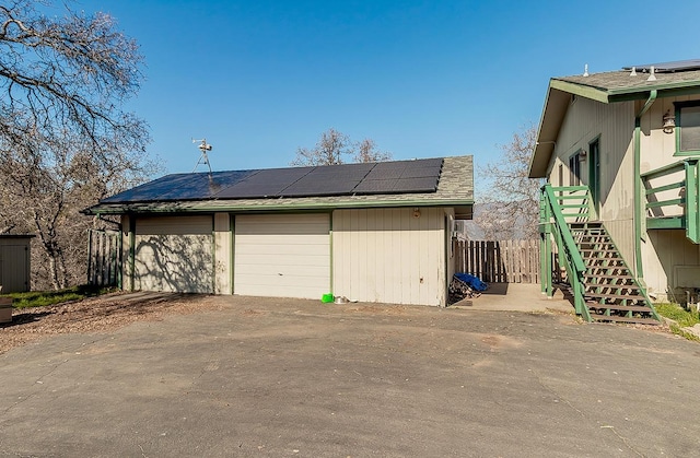 garage with solar panels