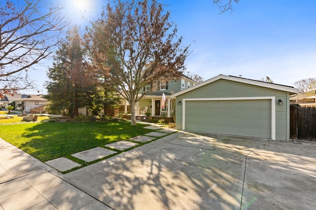 view of front facade with a garage and a front yard